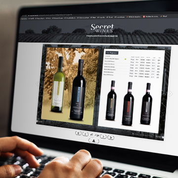Vue ordinateur sur le catalogue publié sur le site internet de Secret Wines 