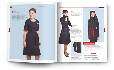 Double page de catalogue ouverte.