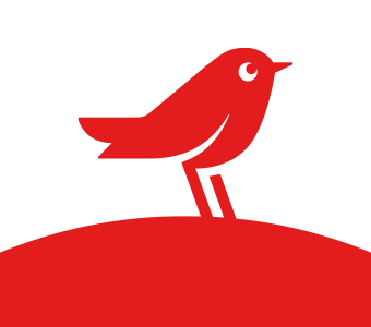 Oiseau rouge sur courbe rouge 