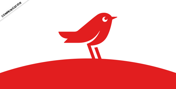 Oiseau rouge sur courbe rouge 