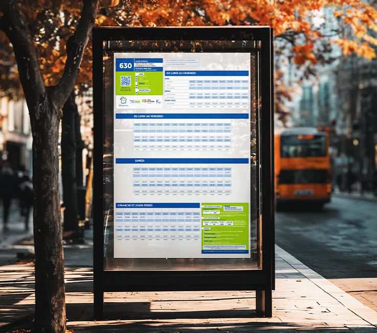 Abribus qui contient les horaires de la nouvelle ligne