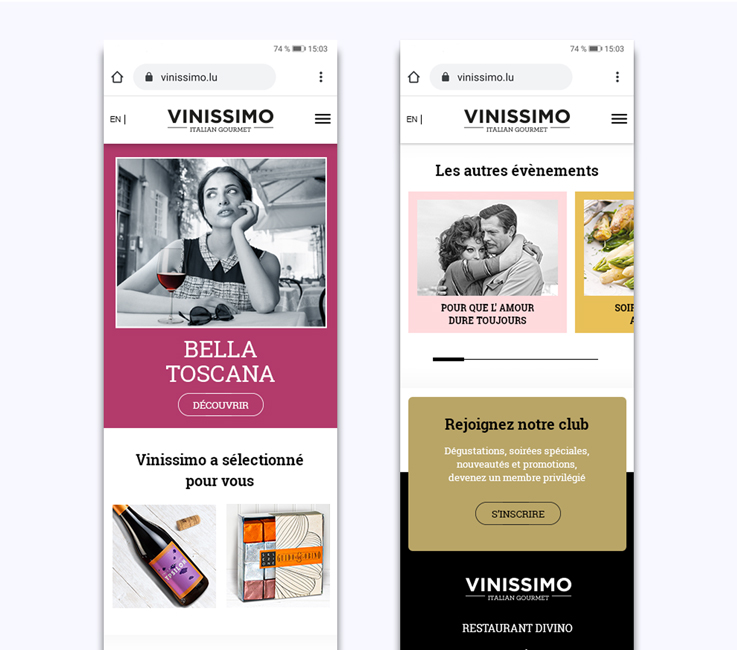 site vinissimo version mobile