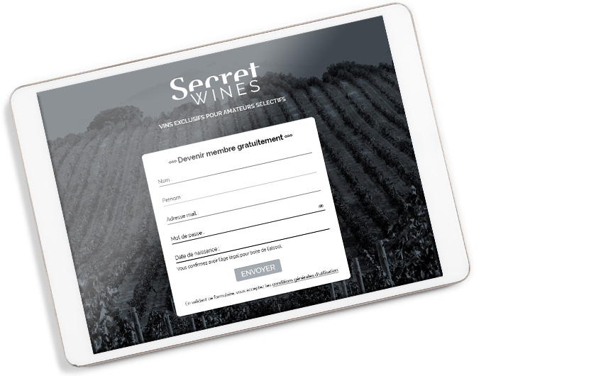 une tablette avec un formulaire d'inscription dans l'écran